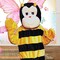 Adult Bumble Bee Mascot Costume Yellow and Black Jumpsuit with Head Mitts and Feet